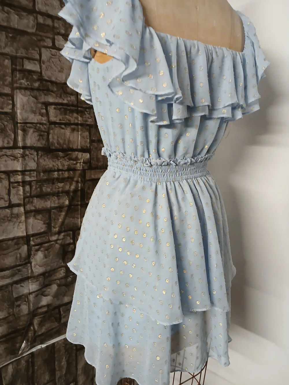 Yumi Kim Light Blue Satin Dress with Subtle Sheen